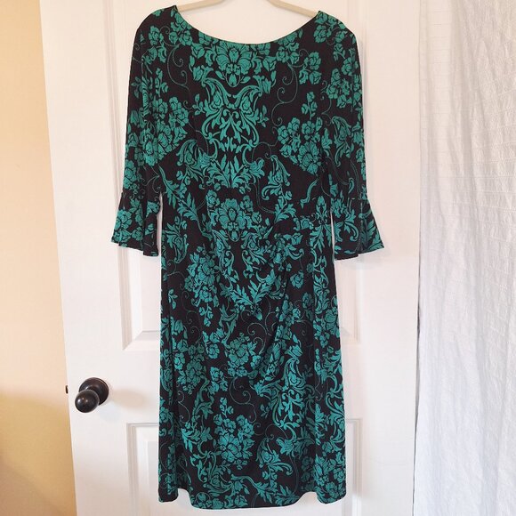 Connected Apparel Knit Floral Print Dress Sz 14 - Picture 1 of 9